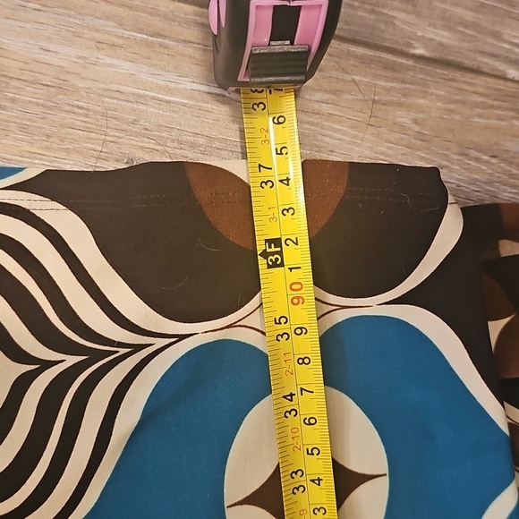 Enfocus Studio, V-Neck, Brown/Blue Print "Wrap" Fitted Dress, Women's Size 6 - Picture 9 of 12